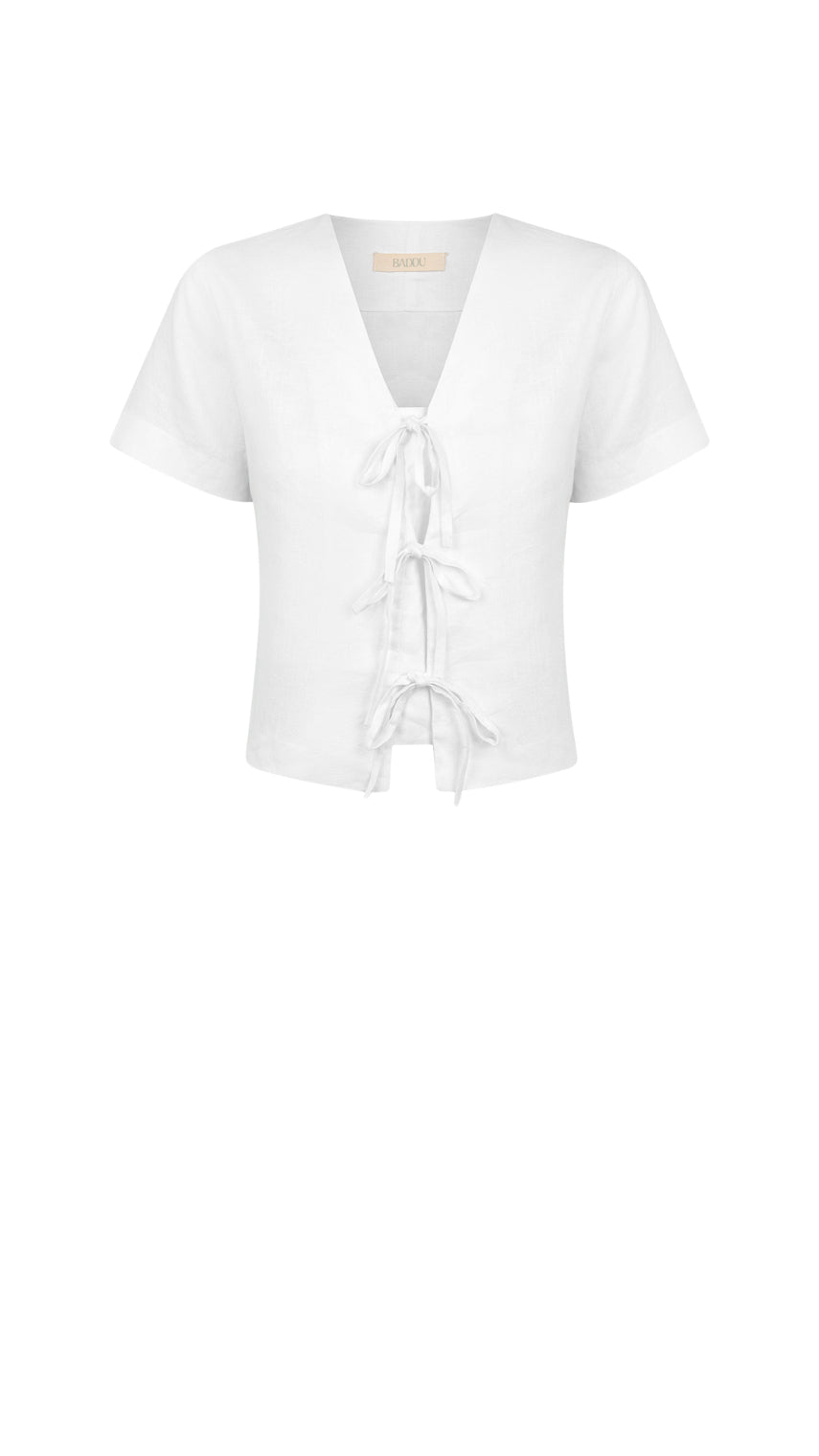 Blusa Lacinhos Frontais 100% Linho