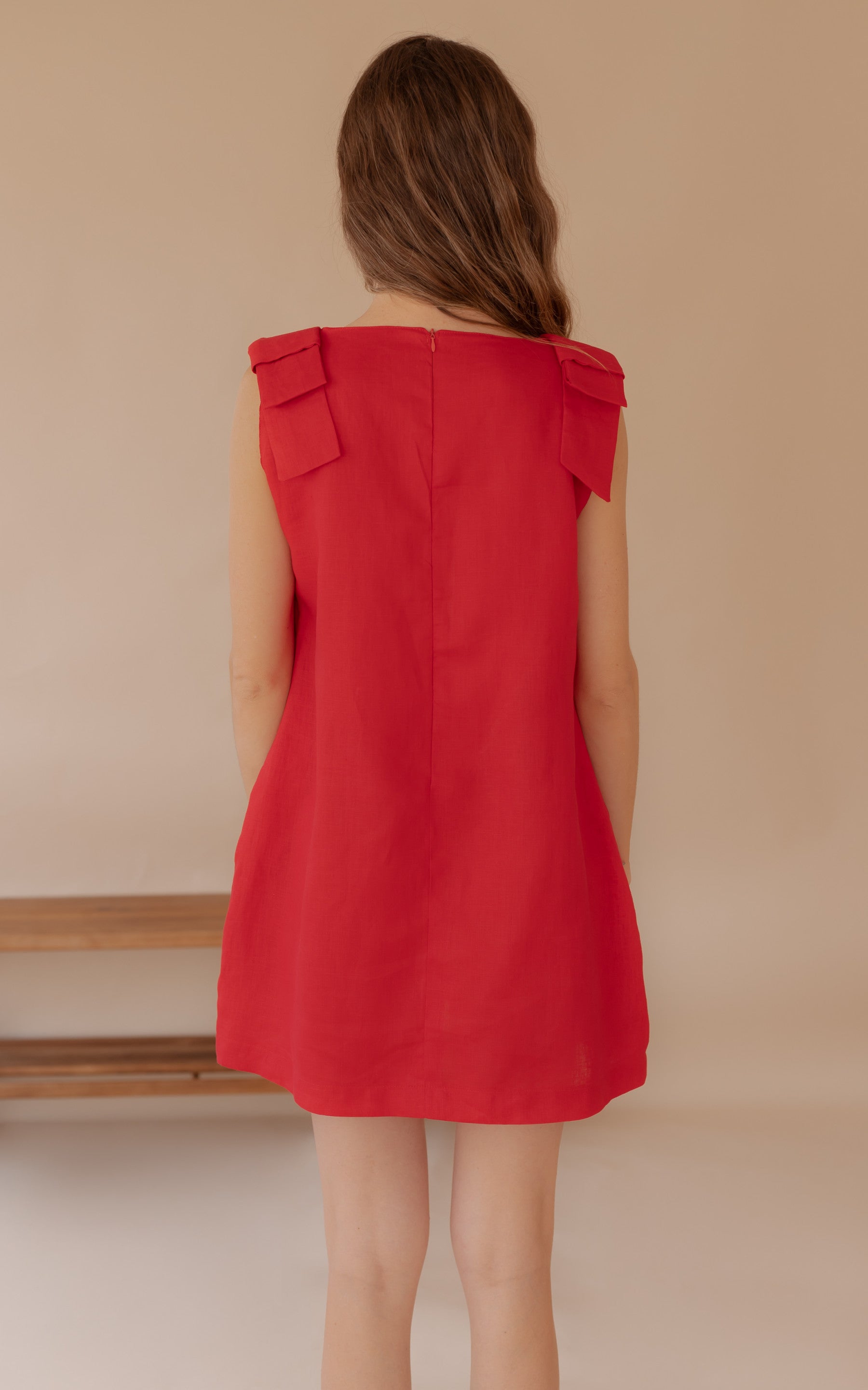 Vestido Beatriz Vermelho 100% Linho